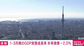【経済】日本の1-3月のGDP実質成長率、マイナス2.0％